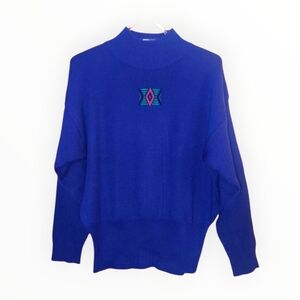 Vintage Royal Blue 80s Wool Blend Crewneck Sweatshirt!